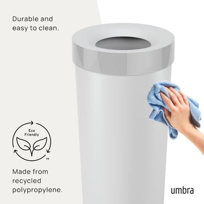 Umbra Vento Kitchen Trash Can, Open Top 16.5 Gallon Garbage Can, Grey
