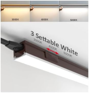 Leetdud Under Cabinet Lighting Plug in, 16 Inch 4 Pcs, Linkable AC120V 3CCT 3000K/4000K/5000K Ultra Slim, LED Under Cabinet Lights for Counter Light, Kitchen, Shelf, Sink, Workshop, Desk, Bronze