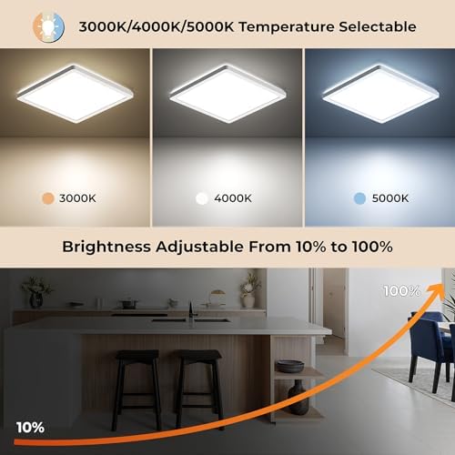 BLNAN Dimmable Motion Sensor LED Ceiling Light with Remote Control, 12 Inch 24W 2400LM Radar Motion Activated Flush Mount Wired Light Fixture for Closet Hallway Laundry Porch Stair, 3000K 4000K 5000K
