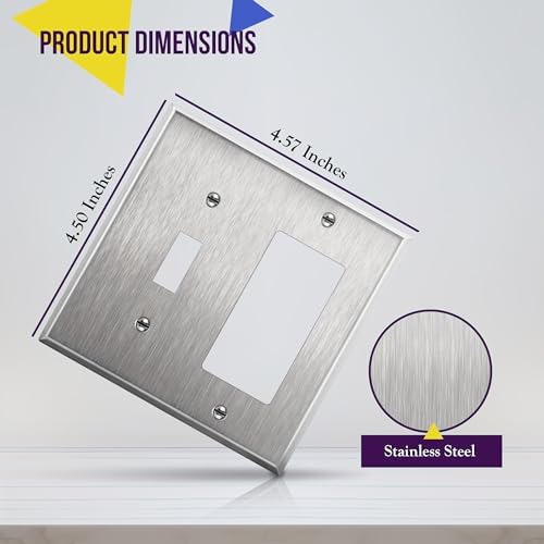 ENERLITES Combination Toggle Switch&Decorator Receptacle Metal Wall Plate
