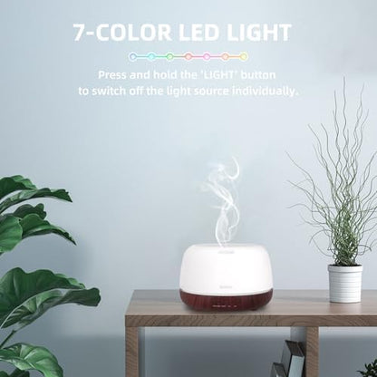 SEEDSEEL 300ML Essential Oil Diffuser,Aromatherapy Diffuser with Remote Control, 7-Color LED Light and 4 Timers,Quiet Auto-Off for Bedroom, Home,Office