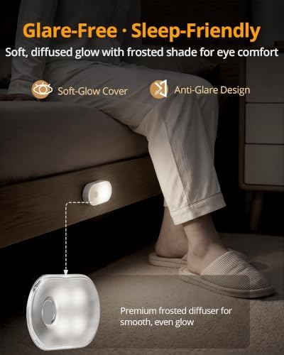 Lyridz Rechargeable Battery Night Light with Motion Sensor, Portable, Auto-Off, Dimmable for Bathroom, Bedroom, Kitchen, Stairs, Hallway, Pets, Travel, 4-Pack, Cool White