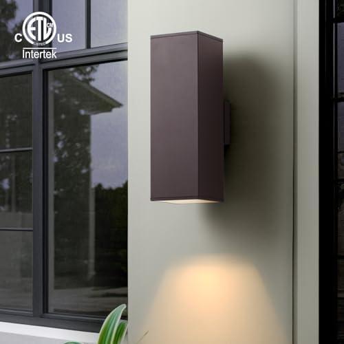 mirrea 18" Modern Outdoor Porch Light, 2 Lights, Oil Rubbed Bronze, 2 Pack