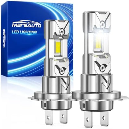 Marsauto H7 LED Bulbs, 30000LM 6500K Cool White, 500%+ Brighter for Night Highway Driving & Bad Weather, No Adapter Required for BMW/Audi/VW, Fanless Plug and Play, Pack of 2