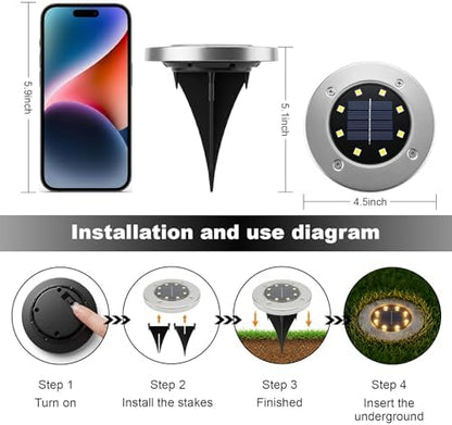OULONGER 4.6inch Solar Ground Lights, Garden Solar Outdoor Waterproof Pathway Bright In-Ground Landscape Lights for Patio, Lawn, Yard, Driveway, Step and Walkway(Warm Light 12Packs)