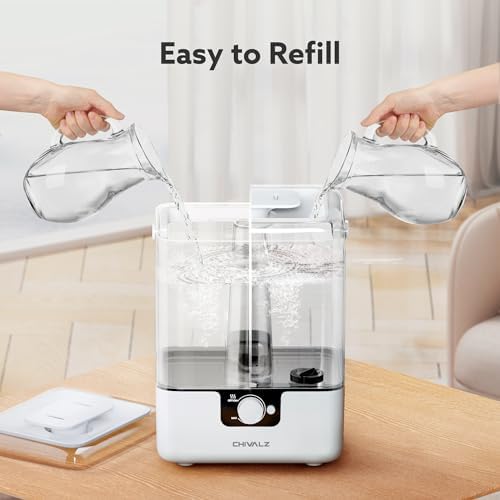 CHIVALZ 6L Humidifiers for Bedroom, Cool Mist, 26dB, 50H Runtime, White