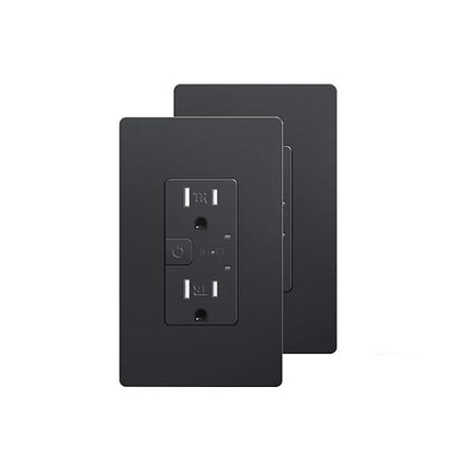 15A TR Smart in-Wall Outlet, 2.4 G WiFi, Alexa & Google, ETL&FCC, 2 PK