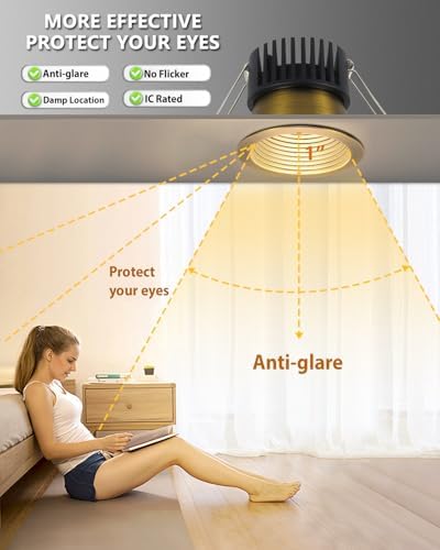 Adetu 4 Pack 3 Inch 5CCT Bronze Anti-Glare LED Recessed Ceiling Light