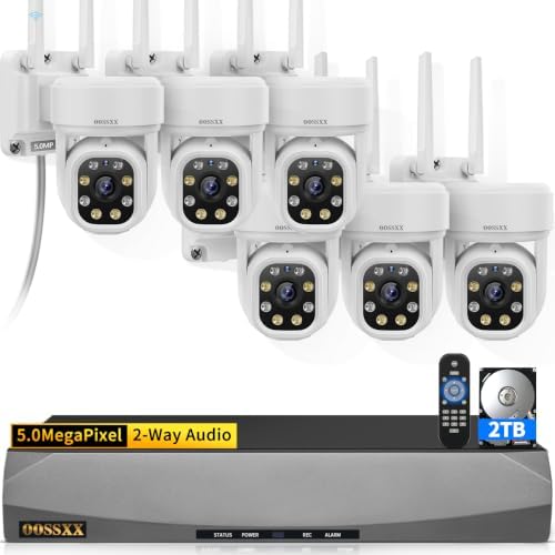 5MP PT Wireless Security Camera System 6Pcs Cameras 2TB HDD 45 Days Storage