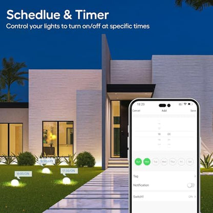 Eva's Light WiFi Outdoor Smart Plug, Smart Dimmer Plug, IP65 Waterproof Dimmable Outlet, 2.4Ghz Wi-Fi Plugs, Compatible with Alexa and Google Assitant, No Hub Requied, Max 400W, 2 Pack