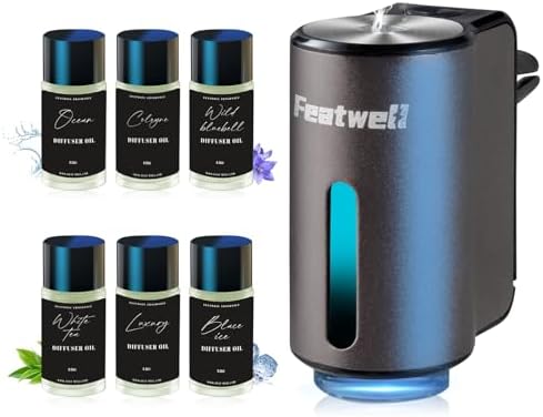 Featwell Car Air Freshener, Air Freshener Diffuser Three Adjustable Modes, Aromatherapy Machine Rechargeable (Grey)