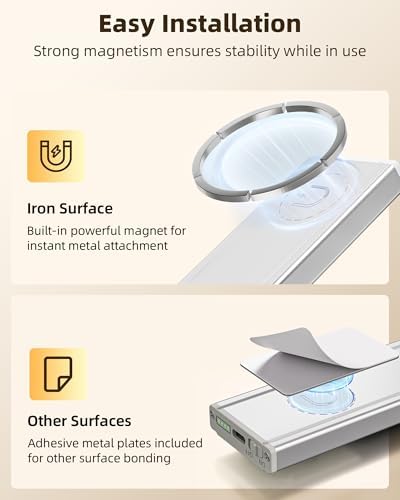 EZVALO Under Cabinet Lighting Wireless, 8'' 1800mAh Rechargeable Closet Light, LED Motion Sensor Lights with Power Display, Dimmable & 3 Color Temps, Under Counter Lights for Kitchen, Pantry, Stairs