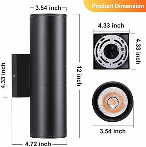 DAKAFUL Outdoor Wall Lights 8 Packs, Integrated LED Cylinder Up Down 12W 2700K Modern Aluminum Light, Waterproof Exterior Light for Porch Patio Door