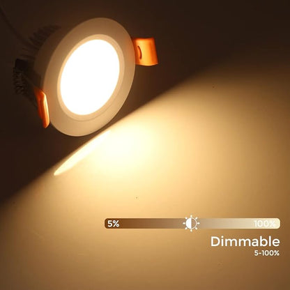 LEDLightsWorld 2 Inch LED Recessed Lighting Dimmable Downlight, 3W(35W Halogen Equivalent), 3000K Warm White, CRI80, Ceiling Light with LED Driver (8 Pack)