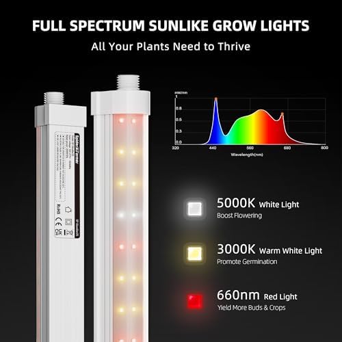 Spider Farmer 3FT LED Grow Lights for Indoor Plants,Full Spectrum (3000K+5000K+660nm),200W (8x25W,1300W Equivalent),3-Level Dimmable,IP65 Waterproof,Linkable Design,Plant Light Strip for Shelve,8-Pack