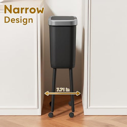 Procade Kitchen Garbage Can with Legs and Wheels,Narrow Rolling Trash Can