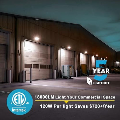 Lightdot 10 Pack 120W LED Wall Pack Lights, Wall Mount Outdoor Exterior Lighting, 100-277V, 18000LM Dusk-to-Dawn, IP65 ETL, 40ft Coverage Area, Parking Lots, Building Exteriors, Yard/Warehouse