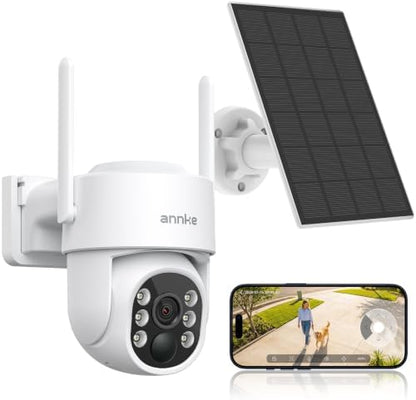 ANNKE 4MP Solar Security Camera Wireless Outdoor, Pan Tilt, Human Detection