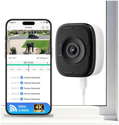 LongPlus 8MP 4K Window Camera with Night Vision,Safeview Security Camera