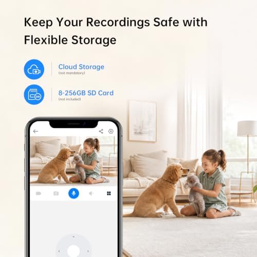 JOOAN 2K Indoor Security Camera, 5G/2.4G WiFi Pet Camera, Color Night Vision, PTZ Auto Tracking, Motion & Sound Detection, 2-Way Audio, for Baby/Elderly, Multi-User Shared, Local & Cloud Storage