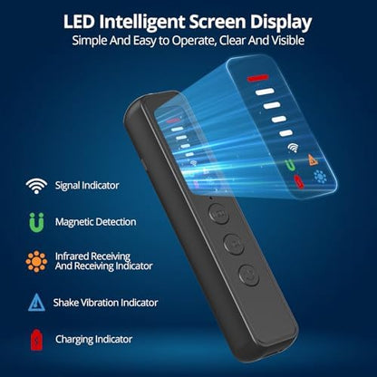 AI 7-in-1 Hidden Camera Detectors, RF Signal Scanner with 6 Detection Modes | Anti-Spy Camera Finder, GPS Tracker & Bug Detector for Hotels, Dressing Rooms, Bathrooms, Cars & Travel Security (Black)