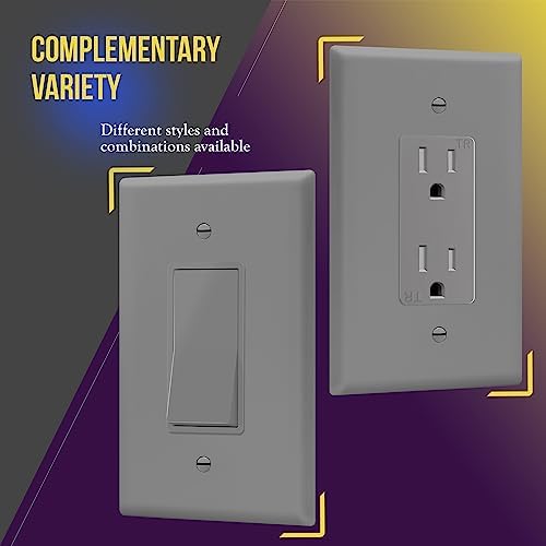 ENERLITES 1-Gang Gray Oversize Decorator Switch Outlet Wall Plate, 10 Pack
