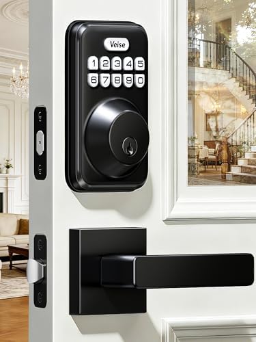 Veise DK01-B Keyless Entry Deadbolt Lock with Handle Set, Matte Black