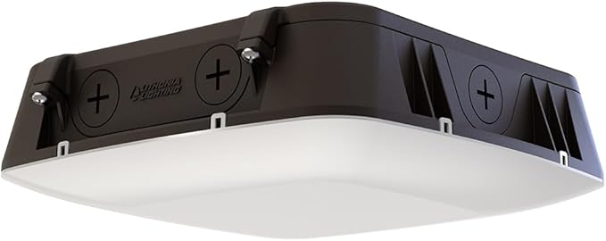 Lithonia Lighting 10" Square Canopy LED Outdoor Ceiling Light, Dusk-to-Dawn Photocell and Motion Sensor Outdoor Lights, Adjustable Brightness and Switchable Color Temperature, Wet Rated, Dark Bronze