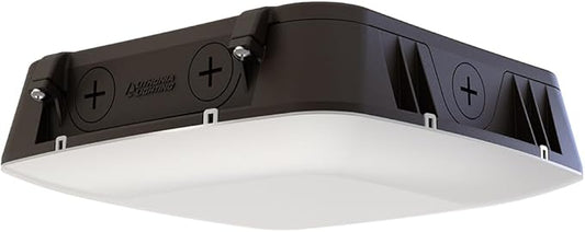 Lithonia Lighting 10" Square Canopy LED Outdoor Ceiling Light, Dusk-to-Dawn Photocell and Motion Sensor Outdoor Lights, Adjustable Brightness and Switchable Color Temperature, Wet Rated, Dark Bronze
