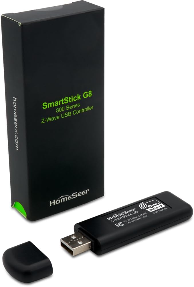 HomeSeer Z-Wave USB Interface/Radio/Dongle (SmartStick G8), 800 Series Mesh & Long Range Z-Wave Technology, Compatible with HomeSeer, Home Assistant, OpenHAB