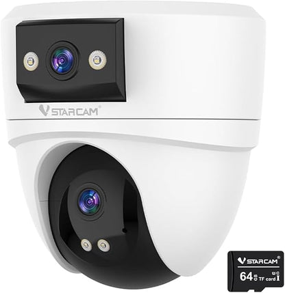 VSTARCAM 5MP Dual Lens POE IP Security Camera, IP Camera Indoor/Outdoor with 108° Wide Angle 4 mm Lens, 2-Way Talk, Color Night Vision, Compatible with Third-Party NVRs