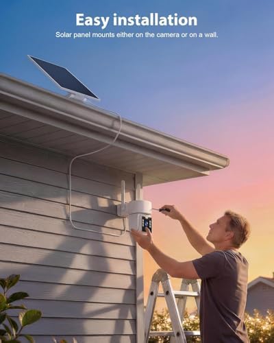 5G & 2.4G Wi-Fi Outdoor Camera Wireless,Solar Security Cameras Wireless Outdoor, 2K 360° PTZ Camera, Solar/Battery Powered, PIR Human Detection, Color Night Vision, Two-Way Talk, Compatible with Alexa