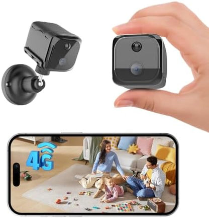 4G LTE Cellular Mini Security Camera, No Wi-Fi Magnetic Small Cam 2K Video