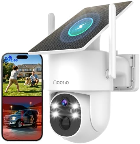 Noorio Solar Camera Outdoor Wireless, 2K 4MP Color Night Vision 2-Way Audio