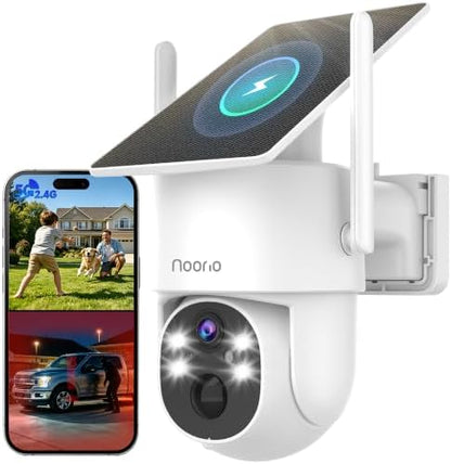 Noorio Solar Camera Outdoor Wireless, 2K 4MP Color Night Vision 2-Way Audio