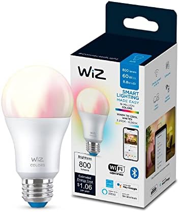 WiZ LED Smart Light Bulbs, Sunset to Sunrise Automation + Motion Detection + Control with Voice or App, Full Color A19 60W 800LM E26 Indoor, Matter Compatible - 1 Pack