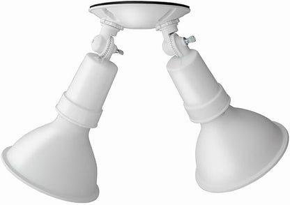 Lithonia Lighting Outdoor Flood Light Fixture, Adjustable Twin Par Flood Light Holder, Safety and Security, 120 Volts, Uses 2 Lamps Up to 150W (Not Included), White, 6-Pack (OFTH 300PR 120 WH CP6 M4)