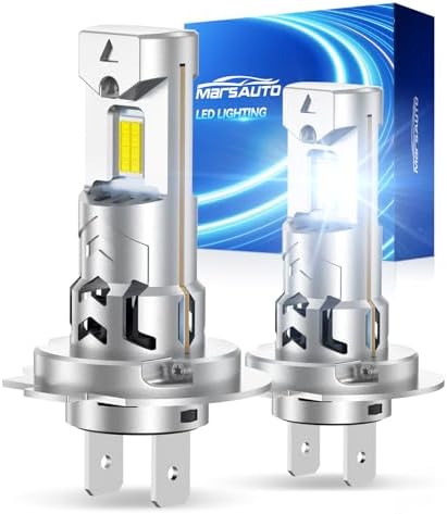 Marsauto H7 Light Bulbs, 70,000LM Brightness, 1:1 Mini Size, 6500K Cool White, 3 Min Plug and Play, IP68 Waterproof, Pack of 2