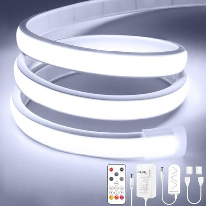 COB LED Strip Lights, White Dimmable Rope with Remote, 32.8ft