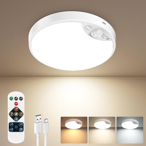 Rechargeable Motion Sensor Ceiling Light, 12000mAh Battery Closet Light