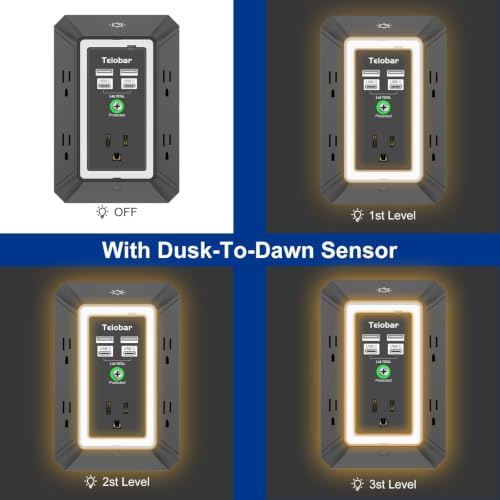 Multi Plug Wall Outlet Surge Protector with 5 Outlet & 4 USB Ports(2USB-C)