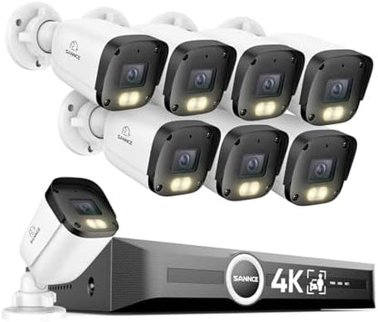 SANNCE 4K PoE Security Camera System - NVR with 8PCS Bullet Cameras(NO HDD)