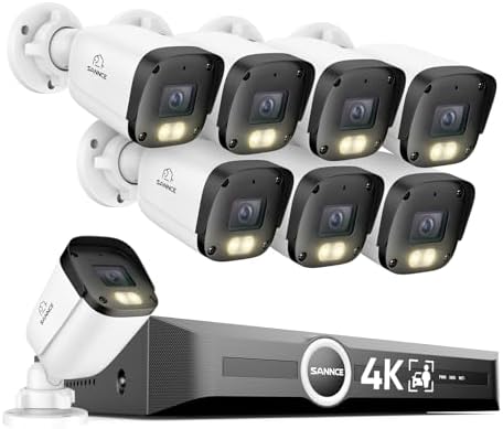 SANNCE 4K PoE Security Camera System - NVR with 8PCS Bullet Cameras(NO HDD)