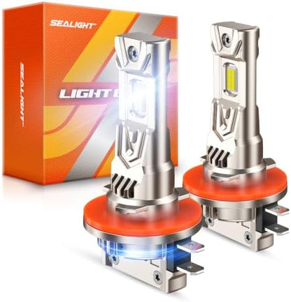 SEALIGHT H11B LED Light Bulbs, 60000 Lumens 1000% Ultra Bright, 6500K White H11B LED Bulb 1:1 Factory Size, Long Lifespan, Plug and Play H8B/H9B Fog Lights, 99% Compatibility Anti-Flicker, Pack of 2