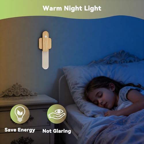 iThird Motion Sensor Light Indoor - Wireless Wall Light, lumi Light, Magnet Rechargeable Wall Sconces, Portable Night Lights, LED Lights for Closet, Bathroom (Beech 3PCS)