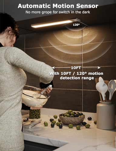 12" Under Cabinet Lighting Wireless, Remote, Motion Sensor, 6Pack, Silver