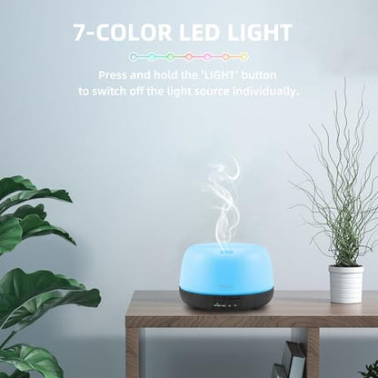 SEEDSEEL 300ML Essential Oil Diffuser with Remote Control, Aromatherapy Diffuser with 7-Color Changing LED Light for Small Rooms, Bedroom, and Home