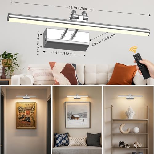 Picture Light, Platinum Silver, Battery Operated, RF Remote Control