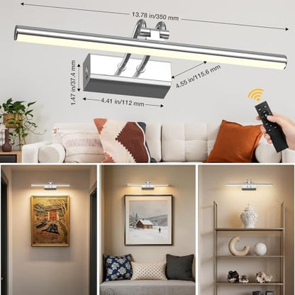 Picture Light, Platinum Silver, Battery Operated, RF Remote Control