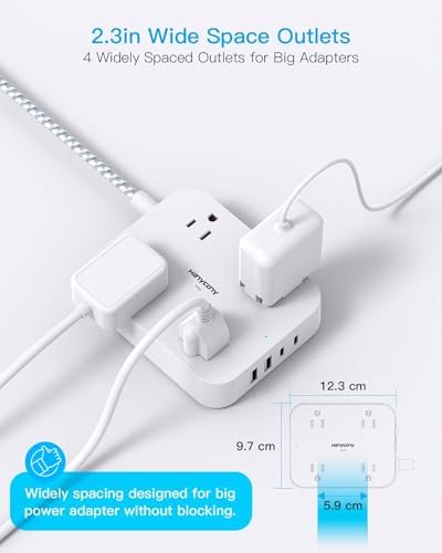 Surge Protector Power Strip, 5Ft Extension Cord with 4 USB Ports(2 USB C)